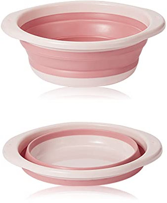 ASFINS barreño plegable, barreño, cuenco de lavado redondo plegable mediano multifuncional, cuenco plegable portátil que ahorra espacio para lavar verduras, lavavajillas, ropa interior (rosa)