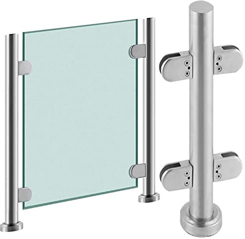 LUDIST Balaustrada de Vidrio Barandilla de barandilla Comercial Barandillas para Panel de Madera de Vidrio de 8 mm - 12 mm de Espesor, Poste de barandilla de Vidrio a Prueba de Viento de Acero INOX