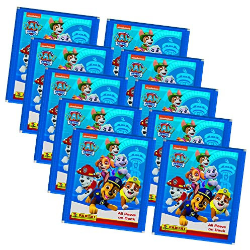 Panini Paw Patrol Sticker Serie 7 - Bereit zum Einsatz - 10 Tüten Sammelsticker im Bundle mit 10 STRONCARD Hüllen