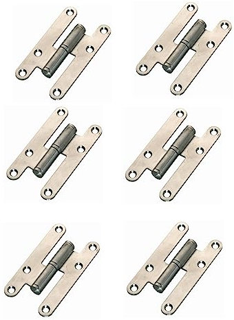 AZERODESIGN- Bisagras para Puertas-Bisagras Puertas Madera- Pack de 6-Material Acero sin Remates-medidas100 x 57mm-Cantos Redondos-Distintos Acabados (DERECHA, ACERO INOXIDABLE)