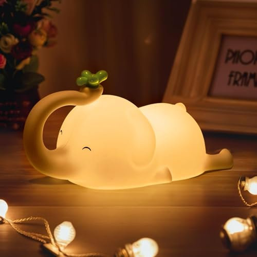 MAGOHMT Silikon-Elefanten-Nachtlicht für Kinder – 3-stufige dimmbare & wiederaufladbare LED-Lampe, Touch-Steuerung, weiches Tierlicht für Kinderzimmer, Babyzimmer-Dekor