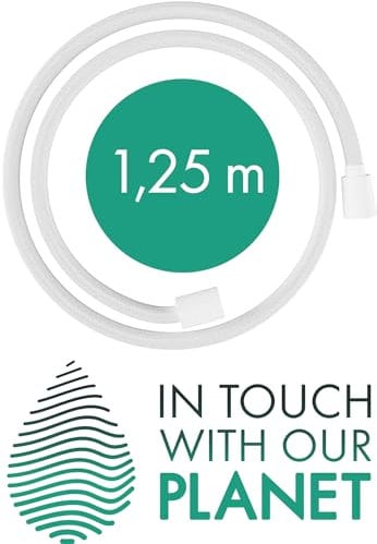 hansgrohe Designflex - universal Textil Duschschlauch 1,25 m, mit Verdrehschutz, flexibler Brauseschlauch mit Knickschutz, inkl. Dichtungsringe, Mattweiß