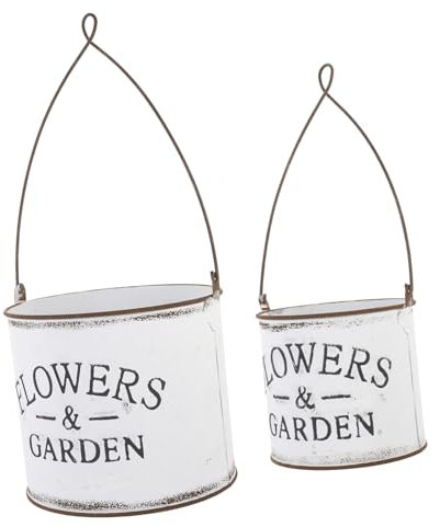 ABOOFAN Kleiderbügel 2 Stück Blumentopf Aus Schmiedeeisen Blechtopf Hängetopf Milchkanne Eisen Französisches Metall Wandvase Hängeblumentopf Wandhängevase Hängepflanzer Weiße Outdoor