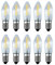 10 Stück LED Filament Topkerze 23V 0,2W E10 für Schwibbogen mit 10 Brennstellen, Riffelkerze Ersatzlampe für Lichterkette, Pyramide etc.