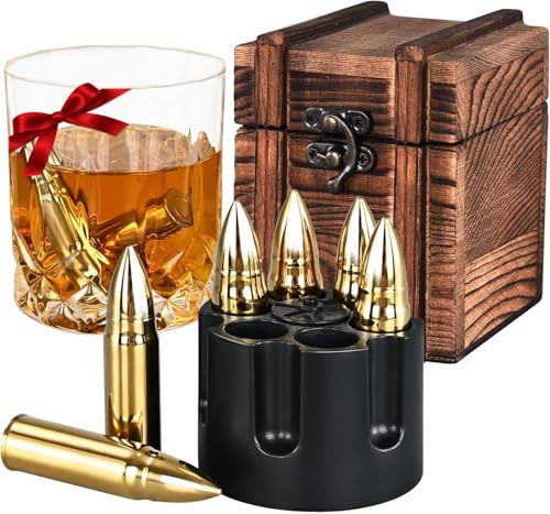 EooCoo Fathers Day Dad Gifts, Whiskey Stones Gift Set with 6 Pcs Stones and Box, Reusable Ice Cubes for Drinks, Cool Gadgets Bourbon Mens Gifts for Dad, Husband, Whiskey Lover