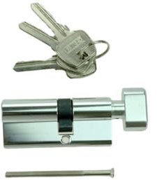 pokm toolsmarket – Knaufzylinder K30/40 mm, mit 25 Schlüssel, Zylinderschloss mit Knauf, Türschloss aus Nickel, Profilzylinder EU- Produktion, von 3 bis 50 Schlüssel zur Auswahl, Schloss für Haustür