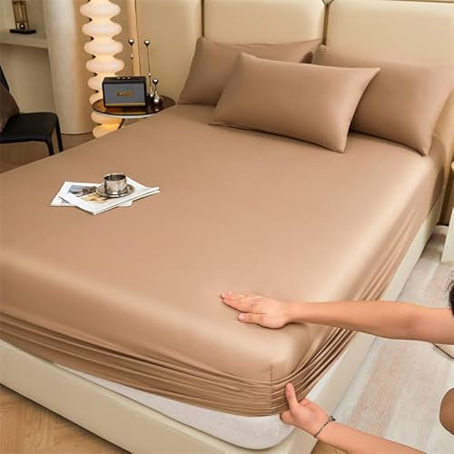 Boxspringbett oder Topper 59 x 79 Zoll, 3 Stück, Spannbettlaken aus massiver Baumwolle, ultraweicher Matratzenbezug und langlebig, für Damen, Herren, Kinder und Teenager, braun