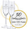 LALALO Sektglas mit Gravur 50. Hochzeitstag (2 St.), Goldenen Hochzeit Sektgläser Geschenk personalisiert/graviert, Jahrestag (Blütenträume)