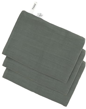 LÄSSIG Baby Musselin Waschhandschuh 3er Set/Muslin Wash Glove Set 3 pcs Petrol Green