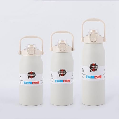 OTBEHUWJ Tazza Bottiglia Termo A capacità di Grande capacità in Acciaio Inossidabile Bottiglia Acqua Fredda E Calda Thermo Calda-1700 Ml-Bianco