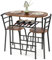 GIANTEX Juego de Comedor de 3 Piezas, 1 Mesa Ovalada Pequeña y 2 Sillas con Respaldo, con Botellero, Tablero de Mesa con Ventas de Madera, Marco de Metal, Ahorro Espacio (Marrón Rústico)