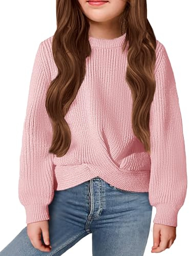 Arshiner Niñas Jersey Moda Suéter Niños Cálido Cuello Redondo Manga Larga Otoño Invierno Ocio Suéter para Niñas 5-13 Años