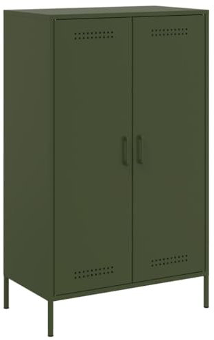 vidaXL Highboard, Sideboard mit 6 Fächern, Kommode Anrichte für Wohnzimmer Schlafzimmer, Schrank Beistellschrank, Industrie-Stil, Olivgrün Stahl