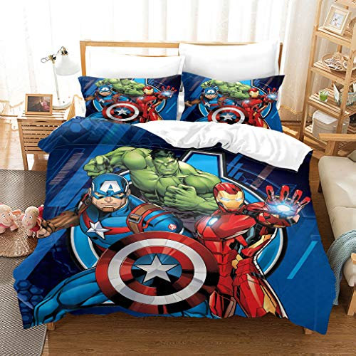 CHENGHUO Bettwäsche Hulk 135x200 Kinder,Kinderbettwäsche-Set 135x200 cm Einzelbettgröße - Bettbezug + Kissenbezug 80x80 cm,Kinder Bettwäsche (D,135x200cm+80x80cmx1)