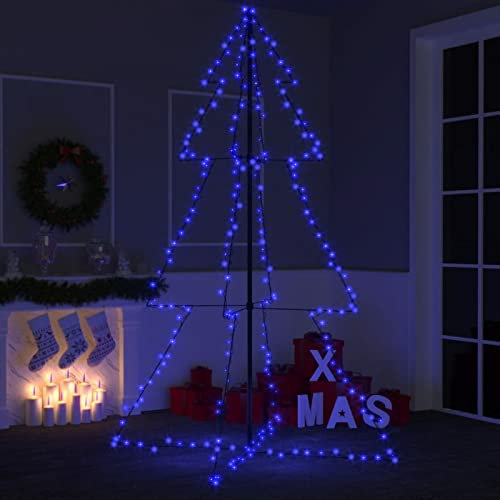 Homgoday Árbol cónico de Navidad, 240 LED, interior y exterior, 118 x 180 cm, árboles de Navidad para el hogar y el jardín