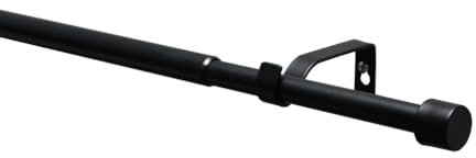 GARDINIA Gardinenstangen-Set Kos Cap, Ausziehbar, Komplettgarnitur inkl. Träger, Endstücke, Befestigungsmaterial, Länge 120-210 cm, Durchmesser 19/16 mm, Metall, Schwarz matt