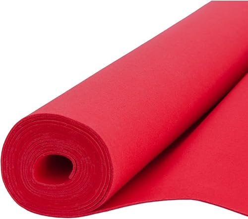 Fabreco Filz Meterware 4mm Dicke (100 x 50 cm) – Imprägnierter Bastelfilz & Filzstoff Meterware für Dekoration, Polster & DIY | Filz zum Basteln: Tischläufer, Filzmatte & Filzunterlage (Rot)