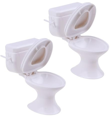 CYNOSURETECH 2 Pieces Mini Toilet Models, Doll House Bathroom Furnishings, Doll House Decoration Supplies, Children'S Toys