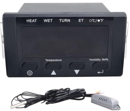 Lbvzxkad HT-10 Termostato per Incubatrice Controllo Umidità Temperatura con Indicatore di Umidificazione e Riscaldamento 110-220 V Pezzi di Ricambio di Ricambio Neri