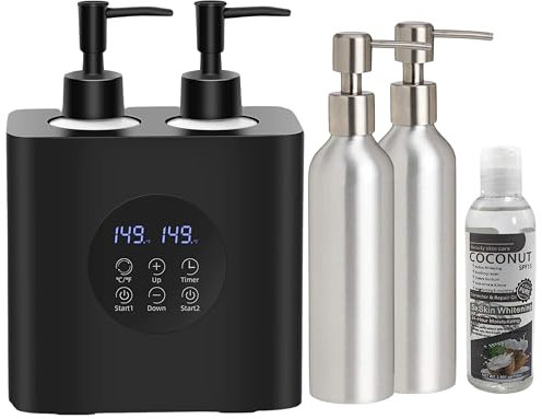 Elitzia Dual Bottle Massage Oil Warmer Smart Touch Control Lotion Warmer Dispenser Adjustable Temperature Independent Heating Systems Heated Lotion Dispenser with 4 Pump Bottles ETLB02 (Black)