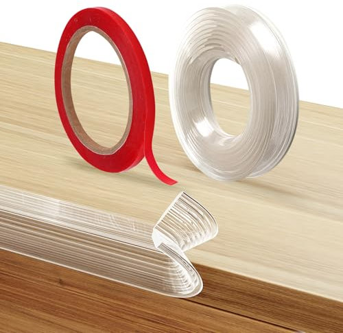 3 Metri Strisce Autoadesive Trasparenti di Protezione dei Bordi in Silicone Tagliabili per Bordi dei Tavoli Mobili, Paraspigoli a Forma di L per Pareti, Porte, Bordi di Scrivanie e Bordi di Letti