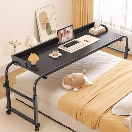 Beistelltisch mit Rollen, Laptop-Wagen über dem Bett, Schreibtisch, Computer-Mobil, multifunktionaler Tisch, Steharbeitsplatz, verstellbare Höhe und Länge, Lebensmitteltablett, Schreibtisch, Rollen