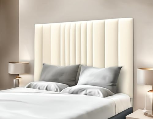 Luxury Soft Plush Fabric Headboards for Beds Bedroom & Hotel Furniture (Cream, 3ft Single)