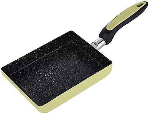 CQIKRWGWS Quadratische Bratpfanne, mattschwarze Induktionspfanne mit Antihaft-Keramikbeschichtung und geriffelter Kochfläche zum Grillen und Anbraten von Fleisch, Fisch und Gemüse, 13 x 18 cm
