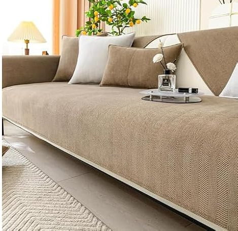 DeepDream Wasserdicht Sofa Überzug Chenille Sofabezug, Kratzfest Hund Katze Sofaschoner, Rutschfester Sofa Cover Couch Überzug 2 3 4 Sitzer für U Form L Form Sektionssofa (Hellgrau, 70 * 90cm)