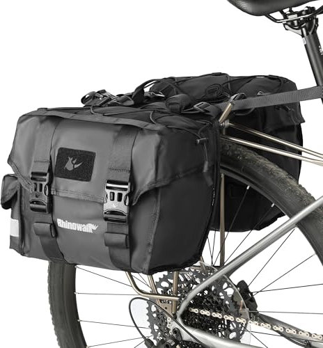 Rhinowalk Fahrrad Gepäckträgertasche Doppelpannerbeutel Sattelbeutel für hintere Rackfahrräder mit professionellem Griff professionelles Radsportzubehör-22L Schwarz