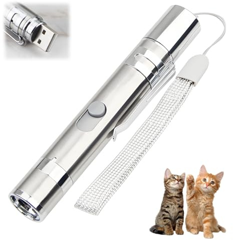 OIHCAZ Interactive Cat Toys, 7 in 1 Function LED Light Pen for Cats, USB Rechargeable Pointer Toys for Pet Indoor Chaser Exercise Training Practice