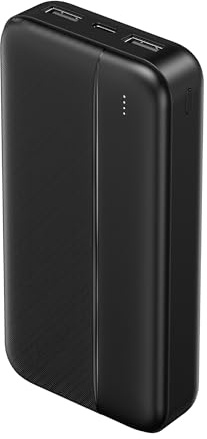 SLx 20000mAh Power Bank Type A and C Portable Charger High Capacity Battery Pack with LED Indicators 2A Output for Phones Tablets and USB Devices Black