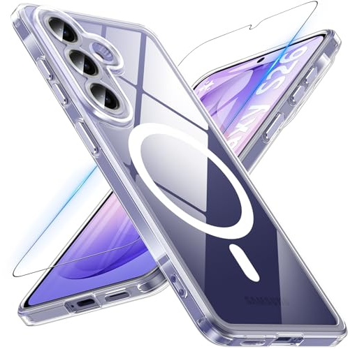 BESINPO für Samsung Galaxy S26 Hülle mit Kameraschutz für Magsafe mit Schutz Glas, Magnetisch Stoßfest Transluzente Handyhülle Militärschutz Kratzfest Case für Samsung S26, Transparent