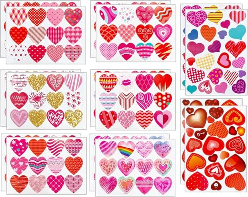 Herzen Aufkleber, 16 Blatt Romantische Herz Aufkleber, Herz Sticker, Herzen Liebe Aufkleber, Sticker Love Valentinstag, Dekorative Sticker Valentinstag, für Scrapbooking, Valentinstag, Hochzeit