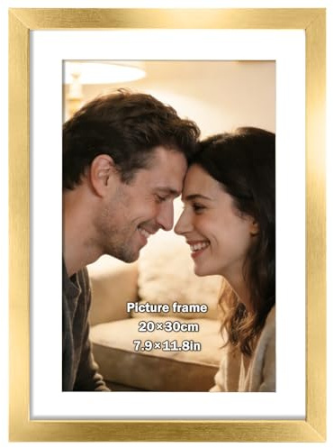 FOSER Bilderrahmen 20×30 cm, 1 Stück, Versatile Bilderrahmen Holz Gold, für Wand und Tisch, mit Wandhaken und Halterungen (Gold, 20×30cm / 1x)