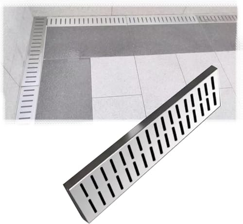 MACAGGTNTU Griglia Di Drenaggio In Acciaio Inox, Rettangolare Griglia A Canale Filtro Canaletta Scolo Acqua Piovana Per Terrazza, Piscina, Marciapiede(100x15CM(39x6))