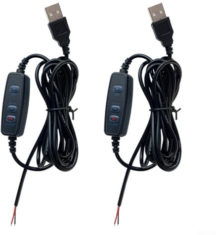 Honseadek LED Dimmer Switch USB Powered, DC5V LED Controller for Single Color Lights, 2 Meter Extension Cable with Adjustable Brightness, Compatible with USB(Black)