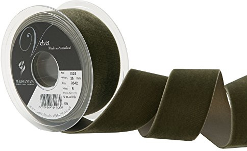 Berisfords Velvet Ribbon Loden Green 45mm x 10m - Nylon Craft Ribbon for Sewing, Gift Wrapping and Hair Accessories