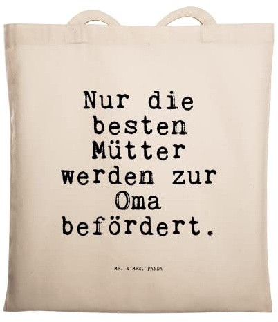 Mr. & Mrs. Panda Tote Bag Nur die besten Mütter... - Geschenk, Sprüche, Einkaufstasche, Oma, Tasche, Laptoptasche, Mütter, Mama, Omi, canvas, Familie, Stoffbeutel