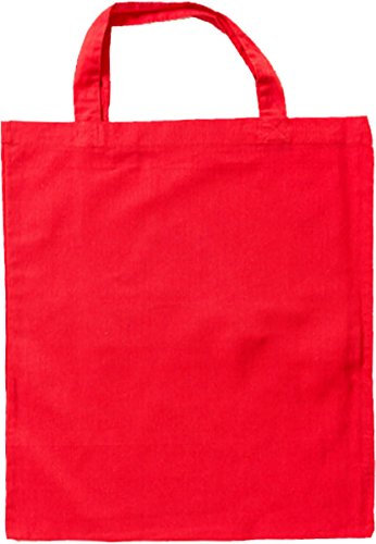 Nashville print factory Baumwollbeutel auch mit Druck | Logo | Werbung | Tragetasche Tasche Beutel Stoffbeutel Baumwolltasche (kurze Henkel - 50 Beutel, Rot - unbedruckt)