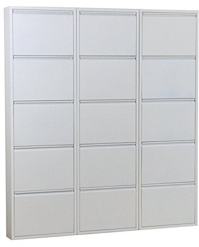 Dynamic24 XXL Schuhschrank Pisa New 15 Klappen Metall Schuhkipper Schuh Regal Schrank