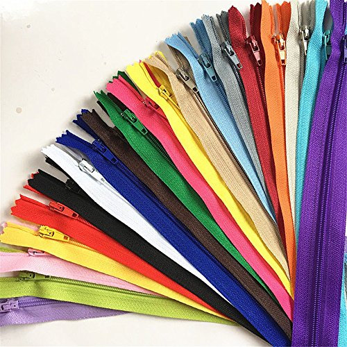 WKXFJJWZC 50 Stück 45 cm Reißverschlüsse nähen Nylon Coil Colorful Reißverschlüsse Bulk für Nähen Handwerk 20 Farben