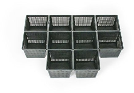 10 Pflanzkörbe 18x18x12cm Wasserpflanzenkorb für Gartenteich - Pflanzkorb gut für Anzucht Gewächshaus Teichpflanzen Seerosen Kunststoff Aquarium Pflanzen Korb Gartenteich Gewächshaus Zubehör