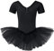tanzmuster ® Ballettkleid Mädchen Tutu - Nele- aus weichem Baumwollstoff mit Glitzersteinen fürs Kinder Ballett Ballettbody Ballett Trikot, Schwarz 140-146