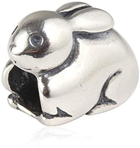 Breloque lapin porte-bonheur en argent sterling 925 pour animal de compagnie