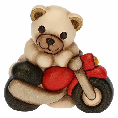 THUN, Bomboniera Teddy Motors su Moto in Ceramica Decorata a Mano, Linea Bomboniere, 6.1x3.7x5.8 cm h