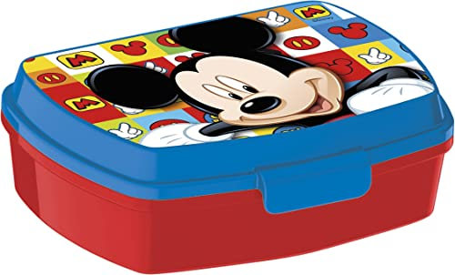 ALMACENESADAN 2047 Sandwichera Restangular multicolor Mickey watercolors; producto de plástico reutilizable; libre BPA; dimensiones interiores 16,5x11,5x5,5 cm