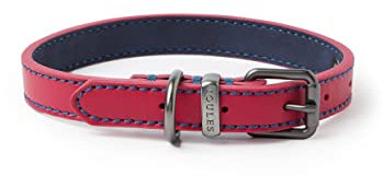 Joules Rosewood Joules Herren-Hundehalsband, Leder, Größe S, Himbeerrosa