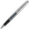Waterman Emblème Deluxe Fountain Pen, Grey with Chrome Trim, Fine Nib with Blue Ink Cartridge, Gift Box