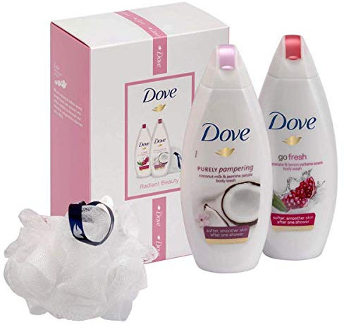Dove Relaxing Beauty Body Wash Duo Gift Set With Bath Puff